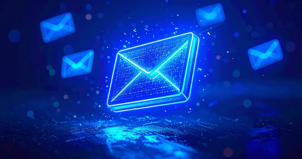 Blue Email Envelopes In A Digital Environment