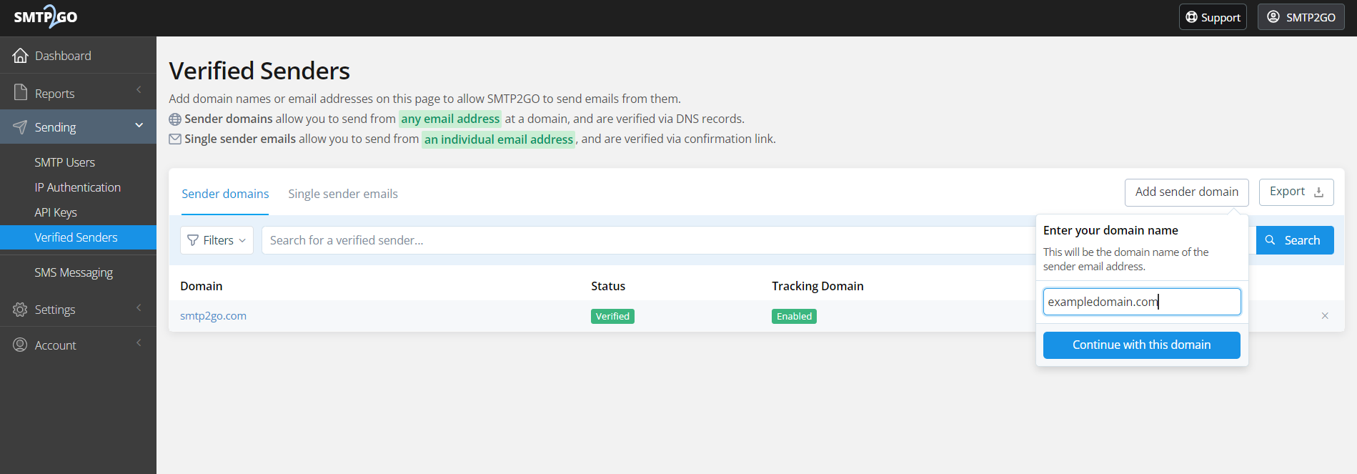 Captura de pantalla de Smtp2Go Dkim 1