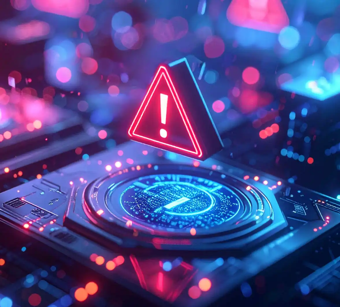 Alerta digital futurista con colores neón