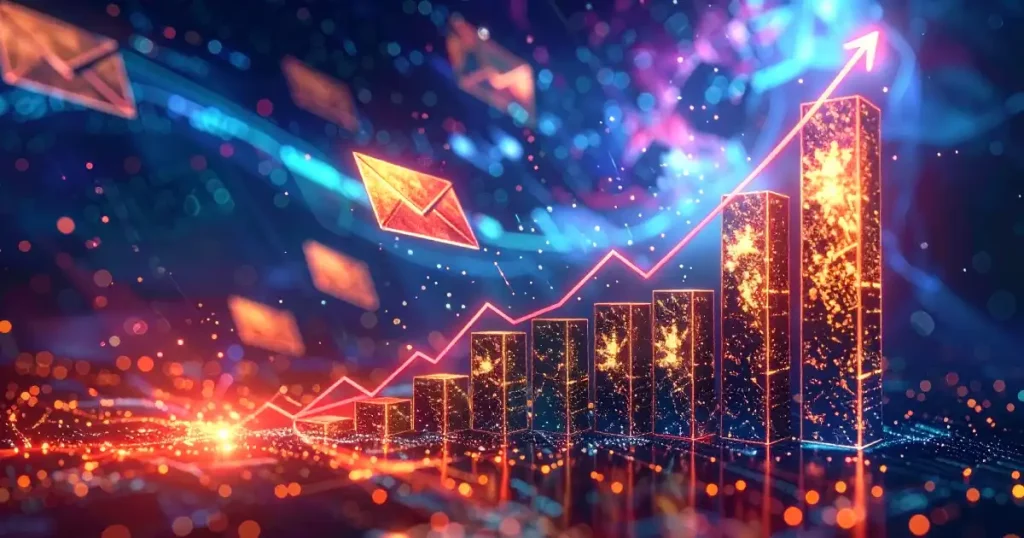 Why diy dmarc costs more than teams expect 3 Bright Graph With Email Envelopes In A Digital Environment Showing A Rapid Increase