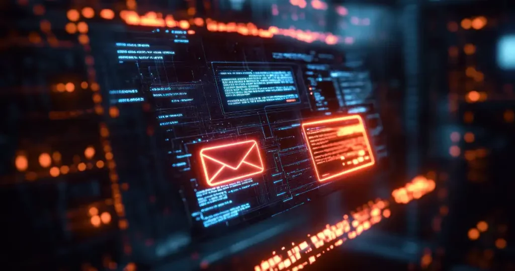 Dmarc alerting strategy for enterprises 1 Email Envelope With Digital Data Around On A Laptop