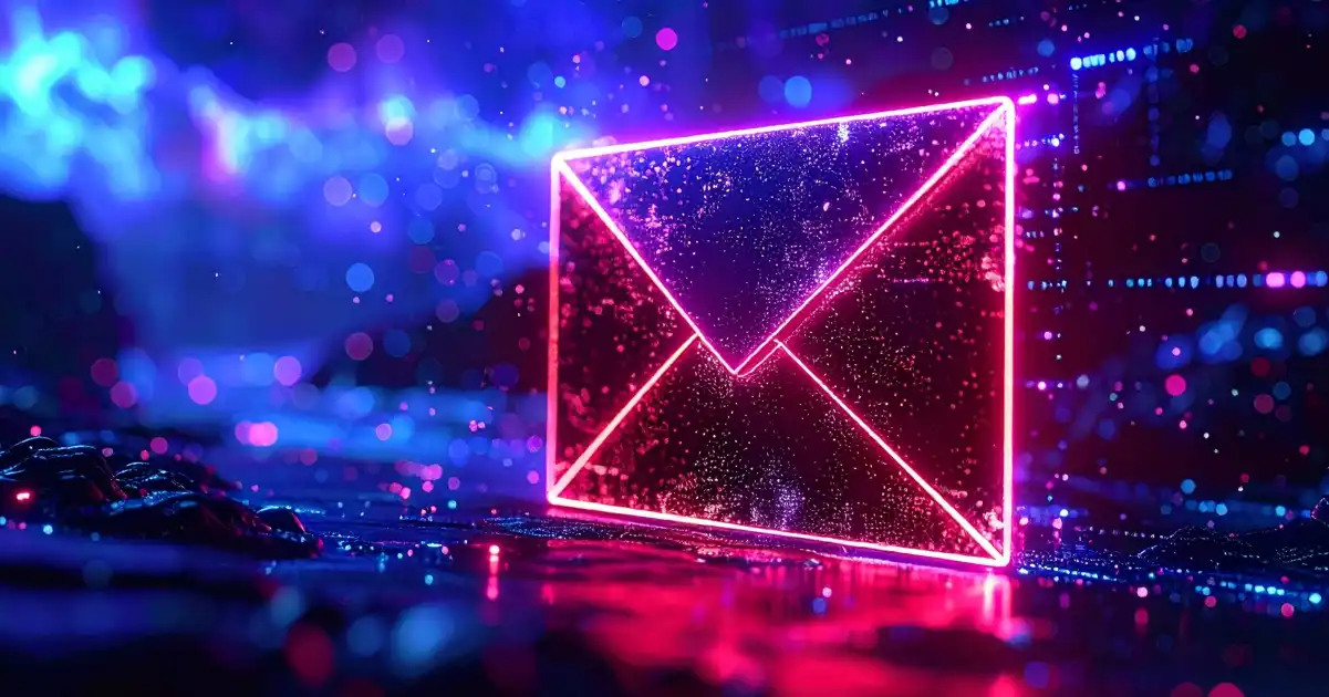 Red email envelope in a digital environment