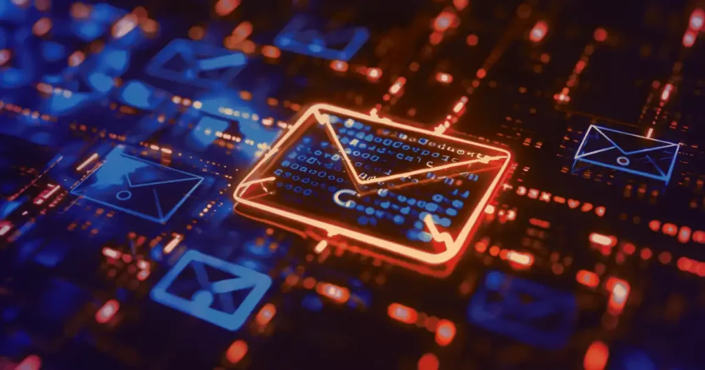 Orange Email Envelope In Cyberspace