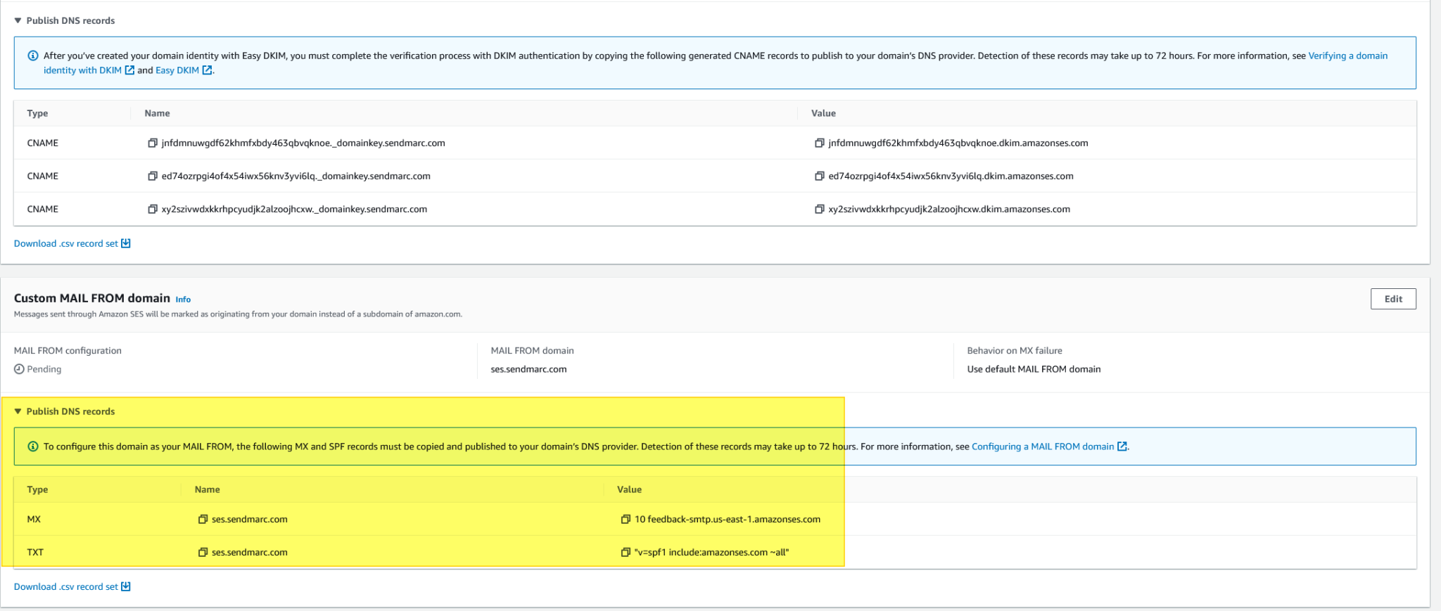 Implementation instructions: amazon ses dkim setup 2 Amazon Dkim Captura de pantalla 2