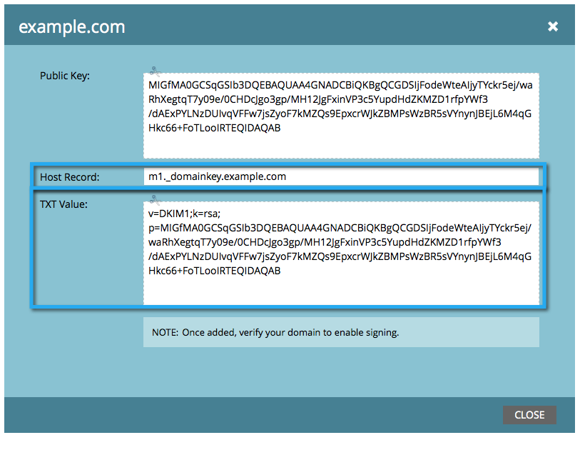 Captura de pantalla de Marketo Dkim 4