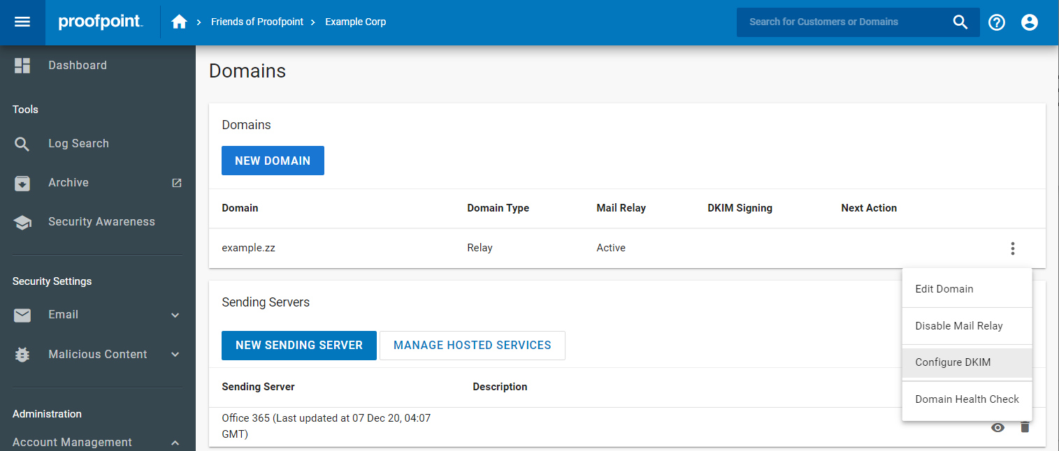 Implementation instructions: proofpoint essentials dkim setup 1 Proofpoint Dkim Screenshot 1