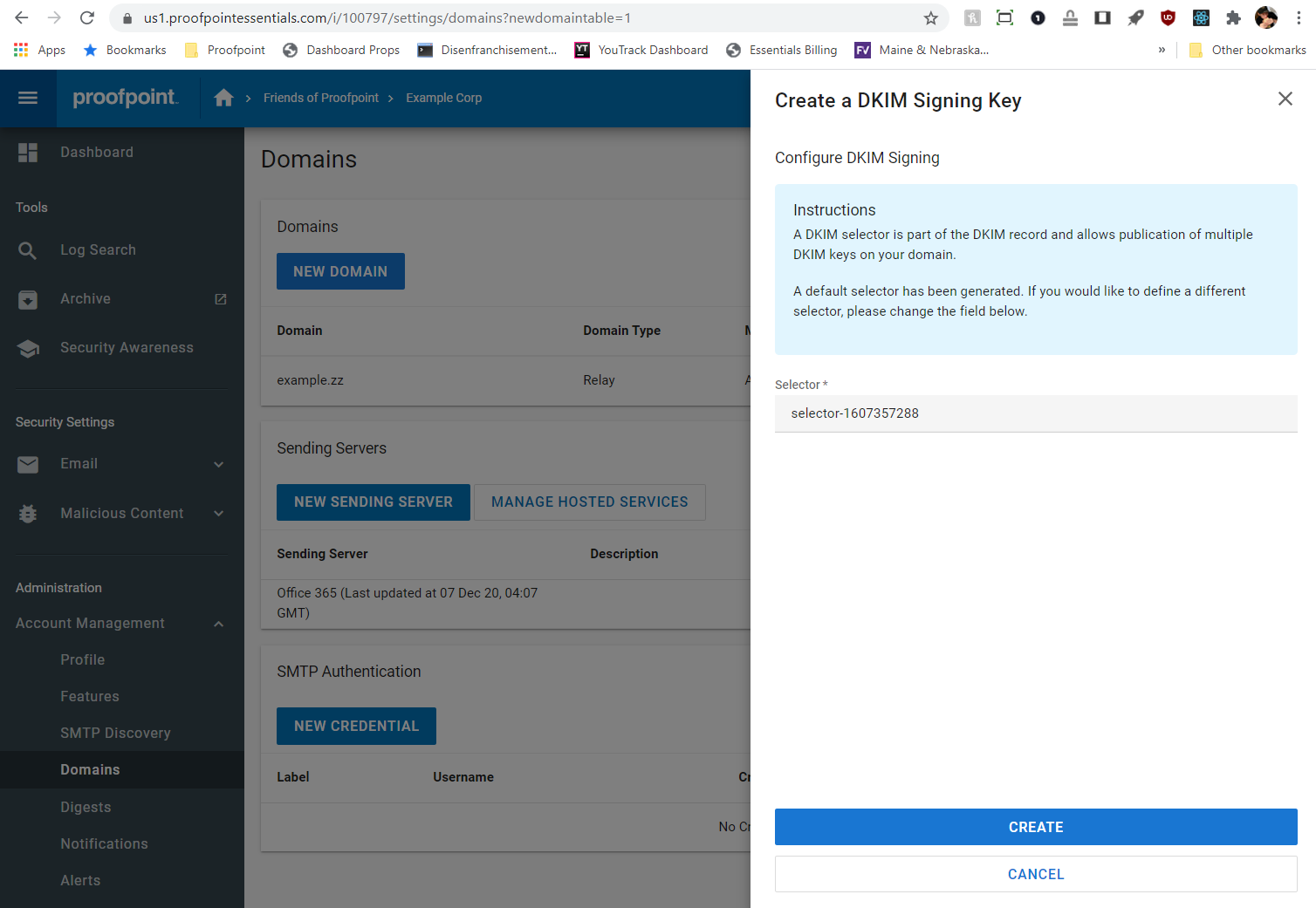 Implementation instructions: proofpoint essentials dkim setup 2 Proofpoint Dkim Screenshot 2