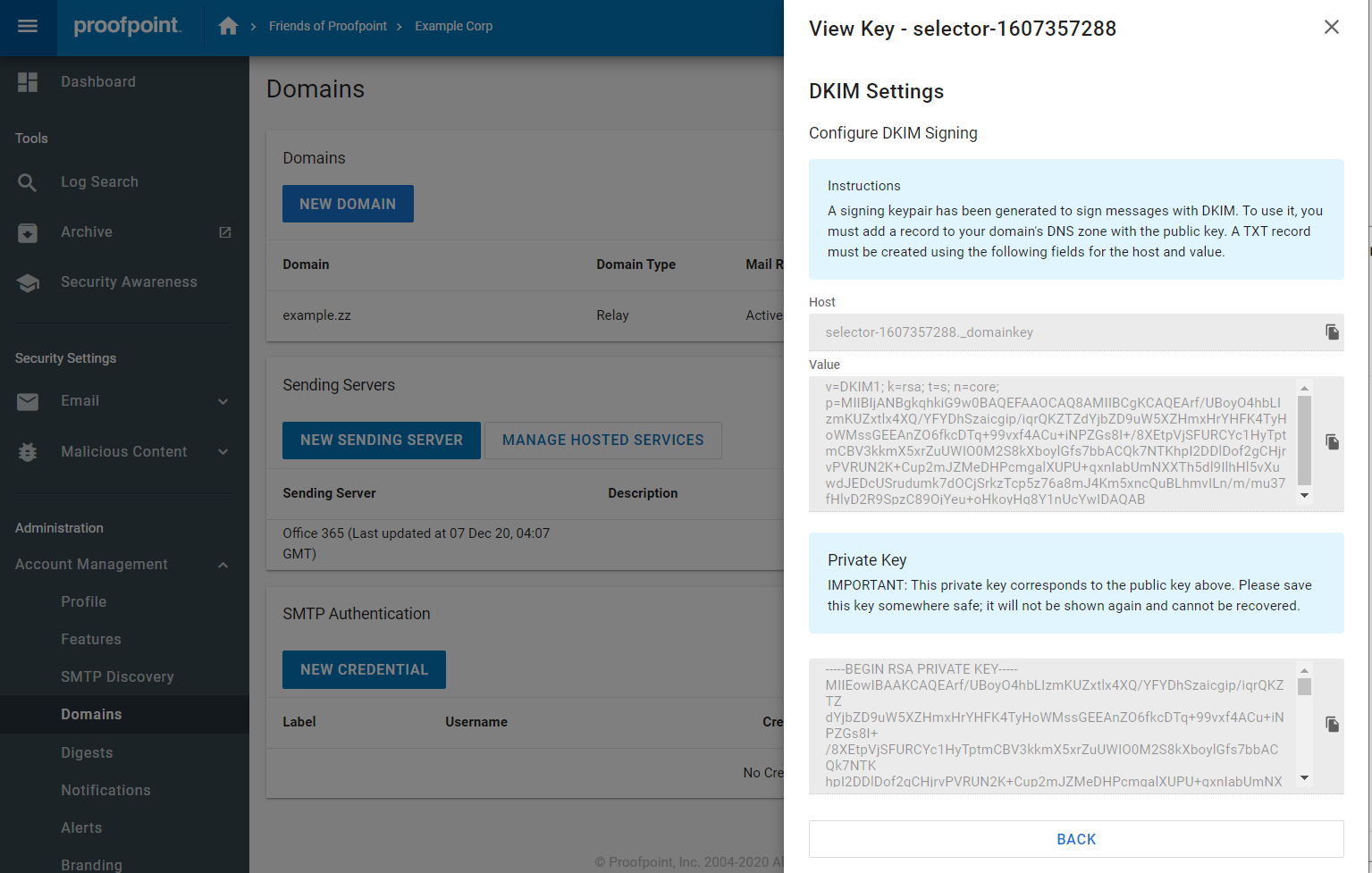 Implementation instructions: proofpoint essentials dkim setup 3 Proofpoint Dkim Screenshot 3