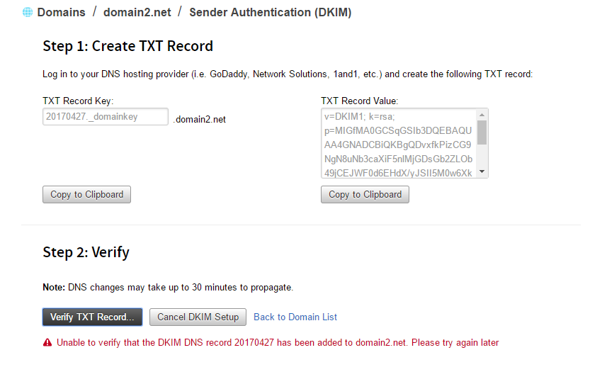 Implementation instructions: rackspace dkim setup 1 Rackspace Dkim Screenshot 1